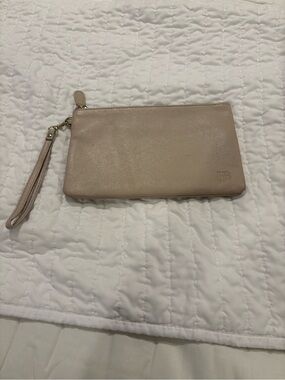 H.Butler Mighty Neutral Beige Leather Wristlet Clutch